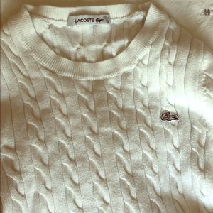 Lacoste white/cream ribbed sweater. Fits like xxs.